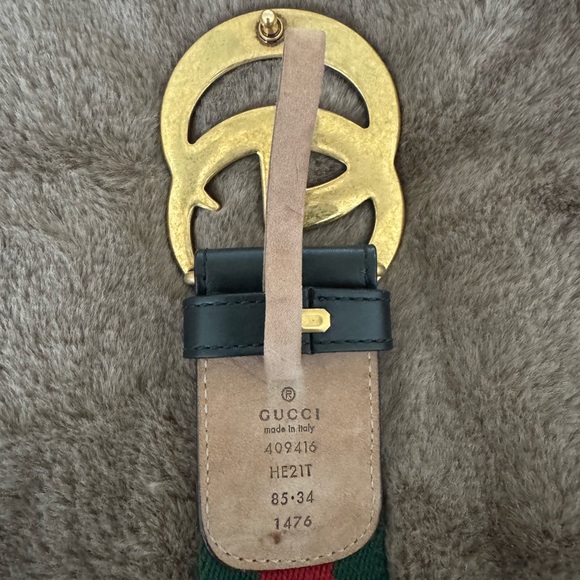 Authentic Gucci GG Marmont Green, Red WEB Leather Black Belt 105cm, Fits 36-38 W - Picture 4 of 6